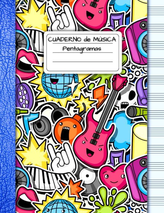 Cuaderno de música Pentagrama: Tamaño grande A4 |12 pentagramas por página | 110 paginas numeradas e índice inicial | Rock Boy