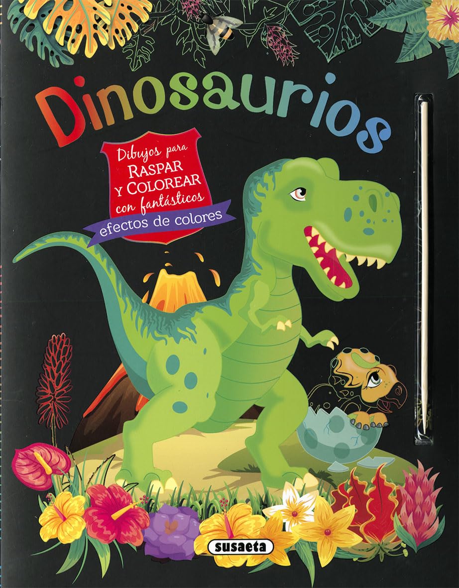 Libro: Dinosaurios. Dibujos para raspar y colorear
