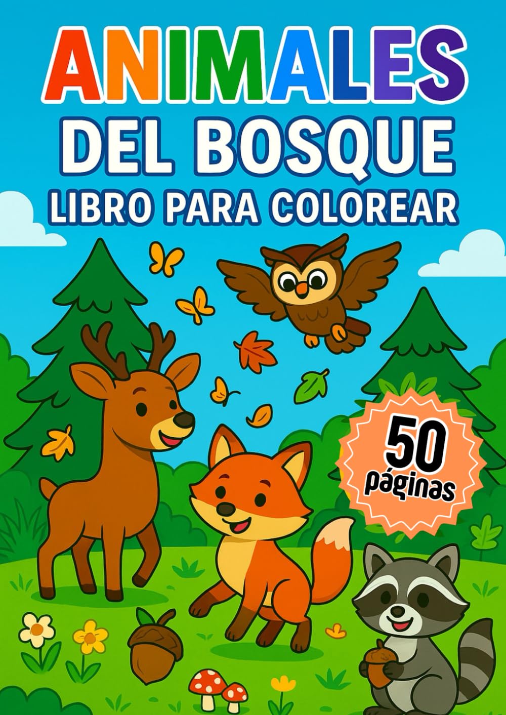Libro: Animales del bosque: libro para colorear : de 3 a 6 años