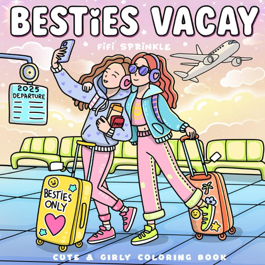 Besties Vacay: Cute and Fun Coloring Book for Adults and Teens Featuring Friendship Moments, Girly Vibes and Cozy Travel Activities (Cozy Besties)