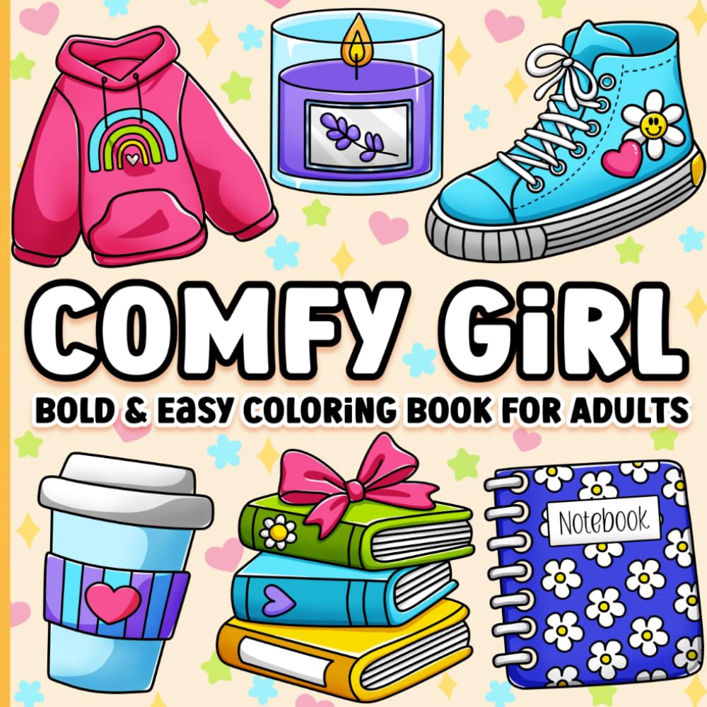 Libro: Bold and Easy Coloring Book for Adults: Comfy Girl Cute, Simple and Cozy Designs for Women for Relaxation