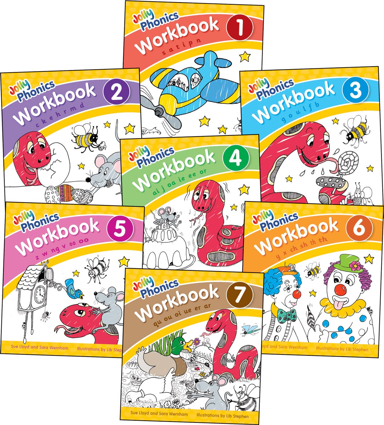 Libro: Jolly Phonics Workbooks 1-7: in Precursive Letters (British English edition)