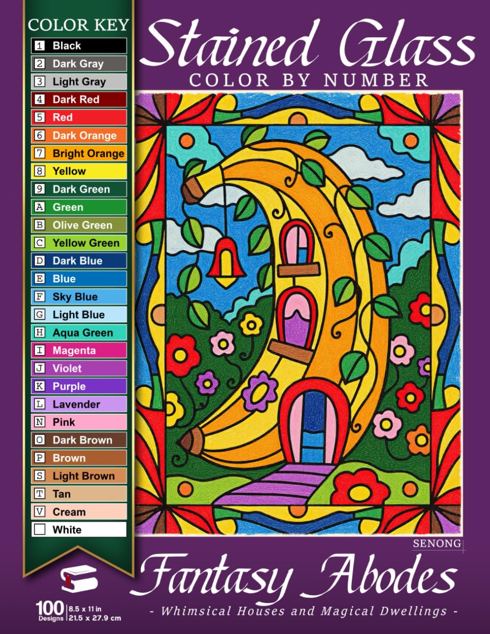 Libro: Fantasy Abodes Stained Glass Color by Number: Whimsical Houses and Magical Dwellings for Stress Relief and Relaxation (Stained Glass Color By Number Collection)