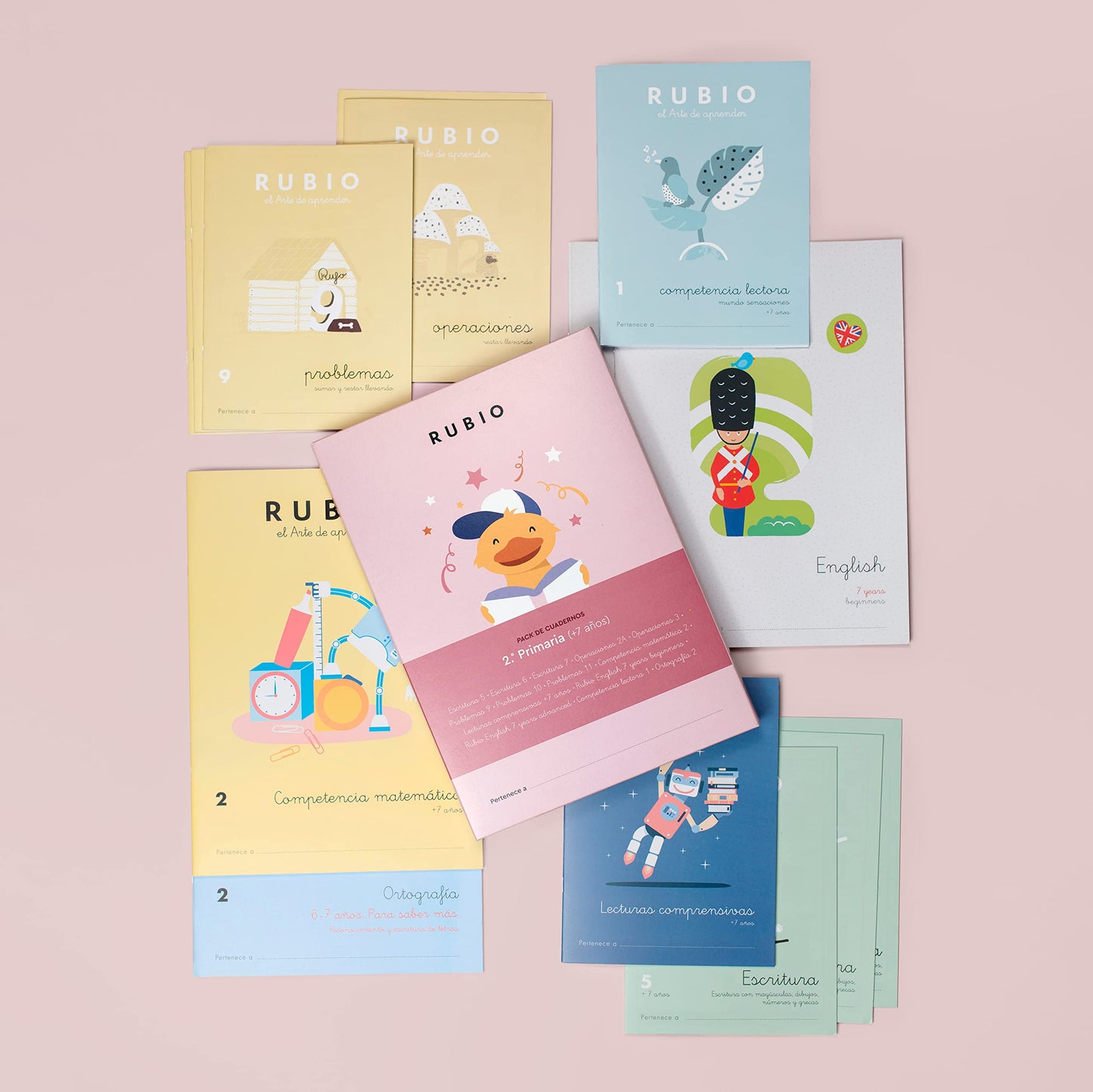 Pack de cuadernos 2º Primaria. Contiene 14 cuadernos a partir de 7 años. Sumas llevando, multiplicaciones por una cifra, sumas y restas llevando (PACKS ESCOLARES)