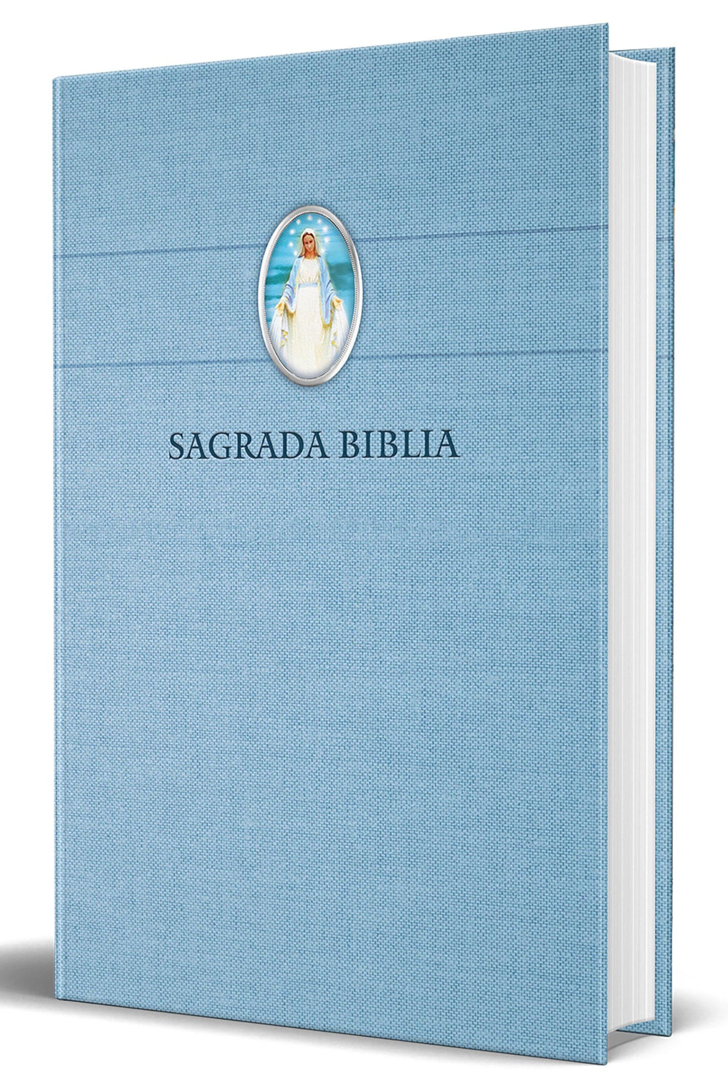 Libro: Biblia Católica en español con Virgen Milagrosa en cubierta / Catholic Bible in Spanish Hardcover, Blue (Spanish Edition)
