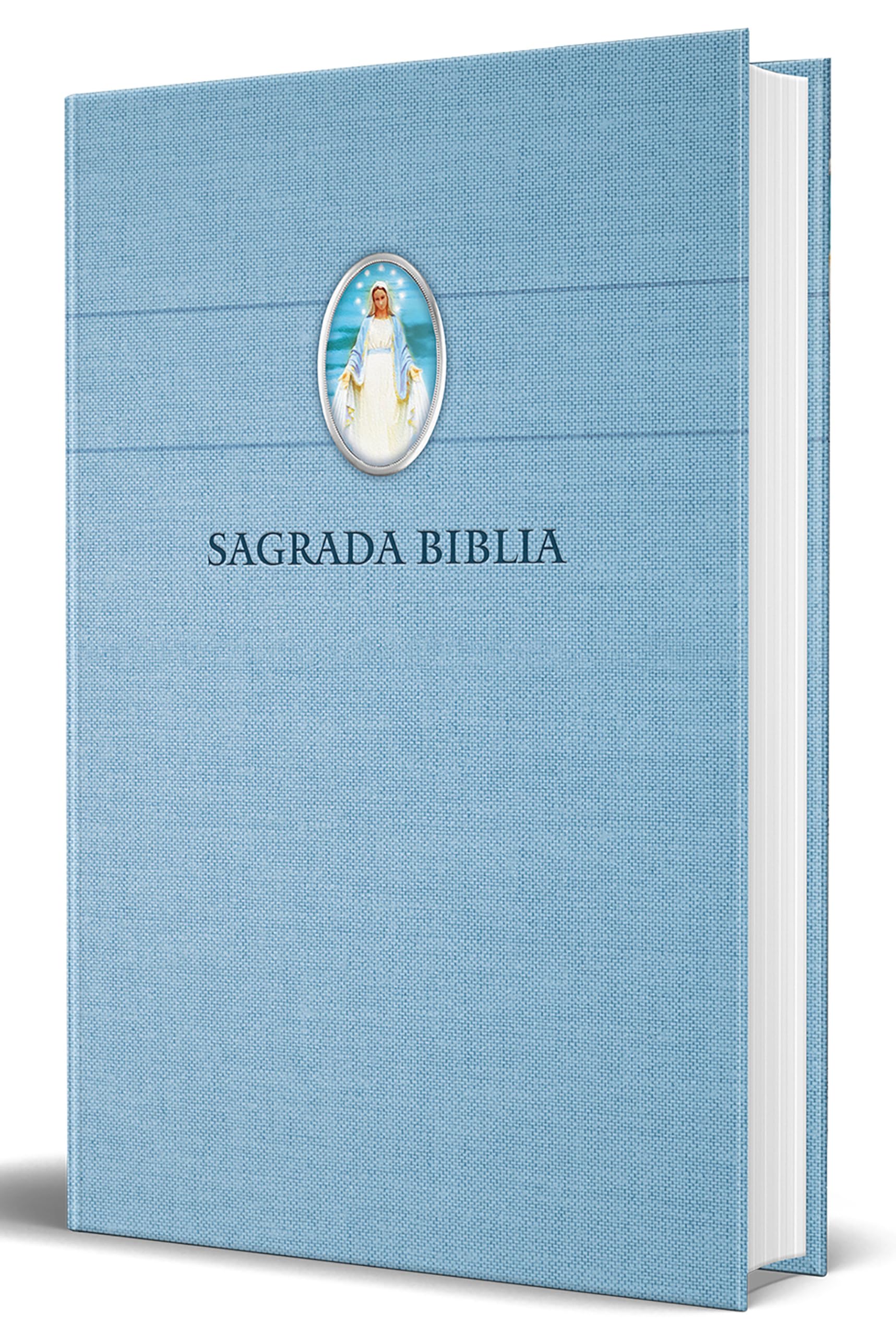 Libro: Biblia Católica en español con Virgen Milagrosa en cubierta / Catholic Bible in Spanish Hardcover, Blue (Spanish Edition)