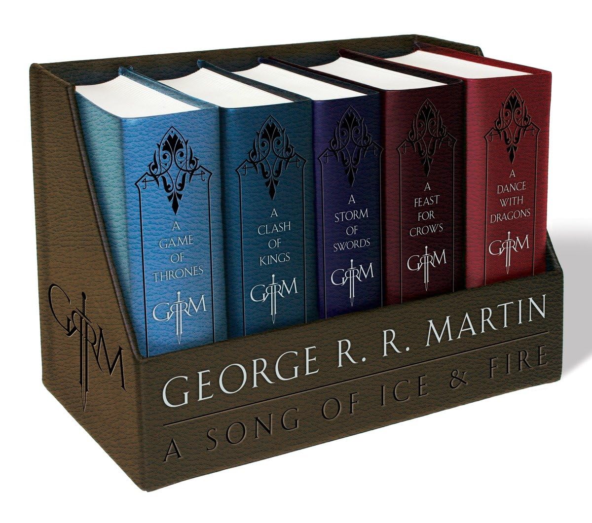 Libro: George R. R. Martin's A Game of Thrones Leather-Cloth Boxed Set (Song of Ice and Fire Series): A Game of Thrones, A Clash of Kings, A Storm of Swords, A Feast for Crows, and A Dance with Dragons: 1-5