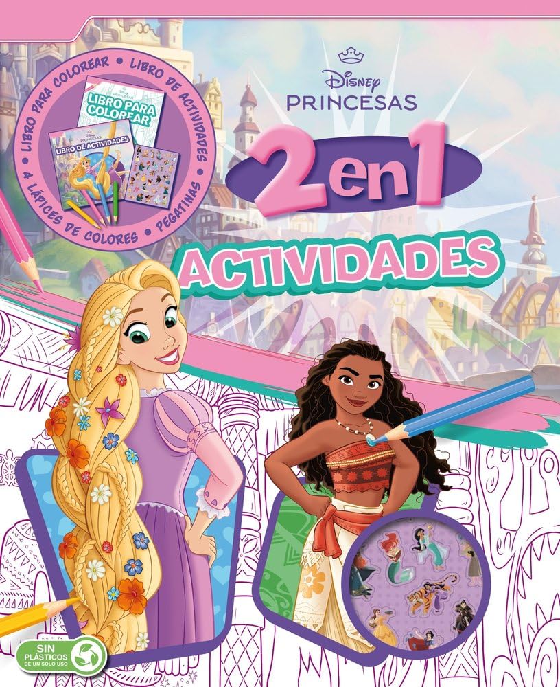 Libro: Princesas. Actividades 2 en 1: Libro para colorear, actividades, lápices y pegatinas (Disney. Princesas)
