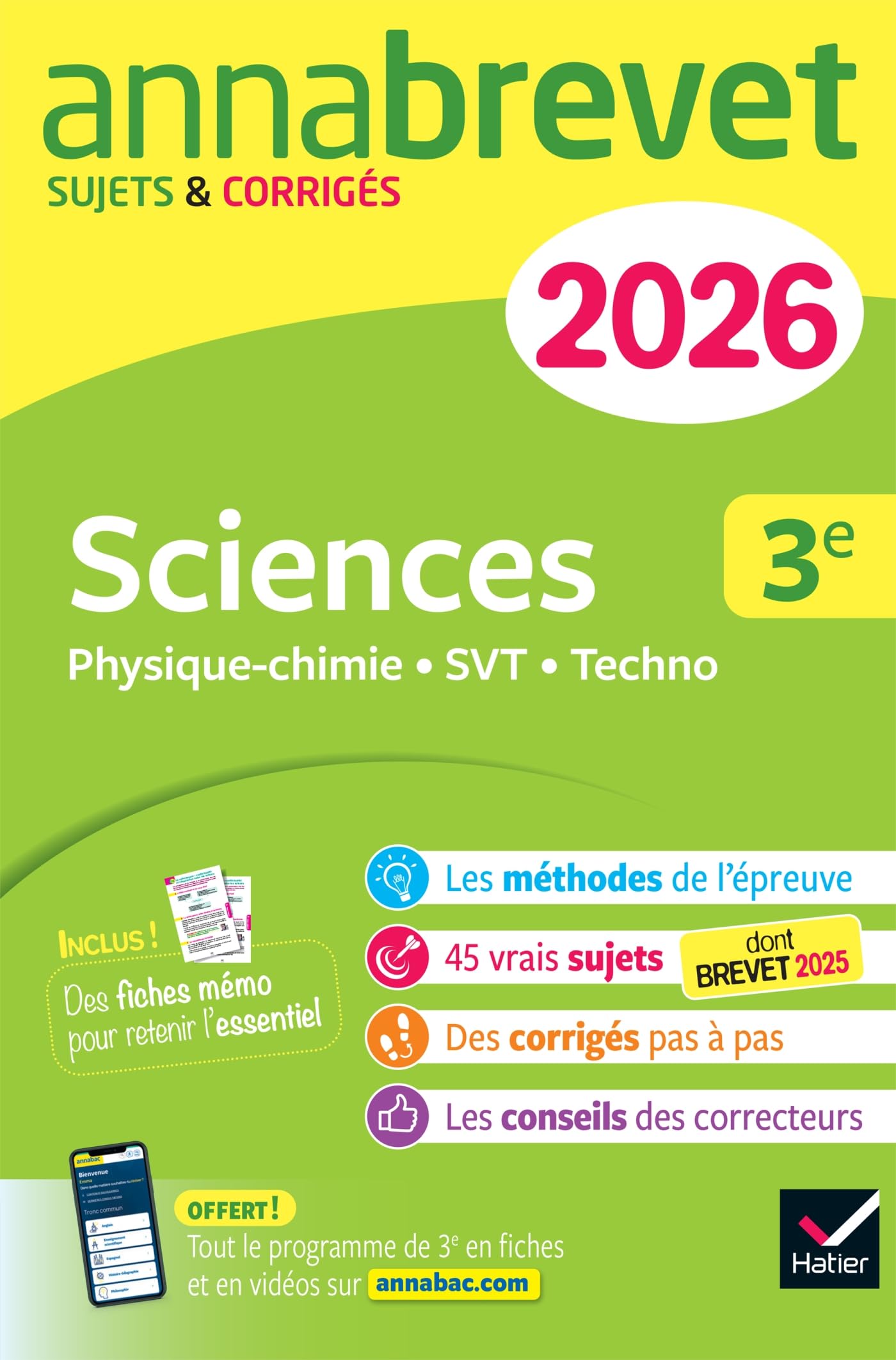 Libro: Annales du brevet 2026 - Annabrevet Sciences (Physique-chimie, SVT, Technologie) 3e - Nouveau brevet: sujets corrigés & méthodes pour réussir son brevet