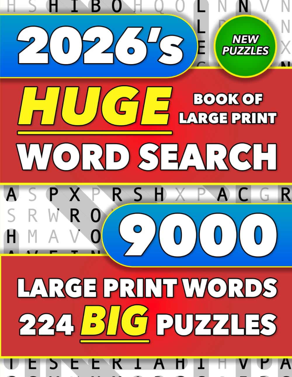 Libro: Huge Book of Large Print Word Search: 9000 Words - 224 Puzzles - Varied Themes - Big Print Word Finds For Adults, Seniors, and Teens