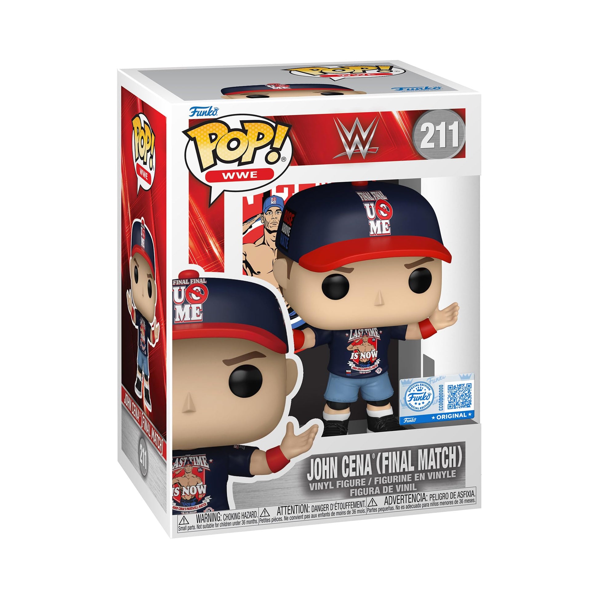 Funko Pop! WWE John Cena Final Match Figura de Vinilo, Exclusivo Collectible #211, 4 Pulgadas Tall