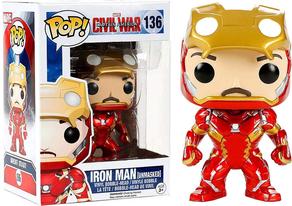 Funko Pop! FK7225 3.94-Pulgadas Marvel Captain America 3 Civil War Iron Man Unmasked Vinyl Limited Edition Figura