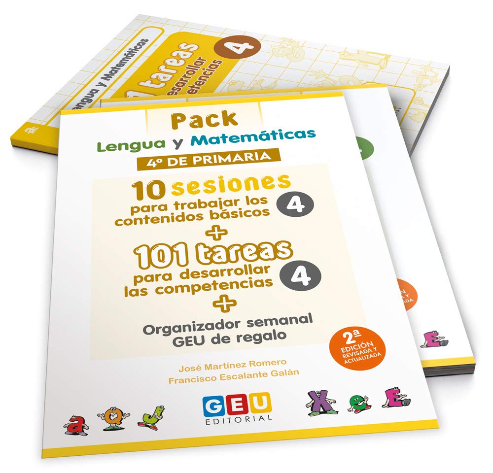 Pack Lengua y matemáticas 4º primaria: 10 Sesiones Contenidos básicos y 101 Tareas para Desarrollo Competencias