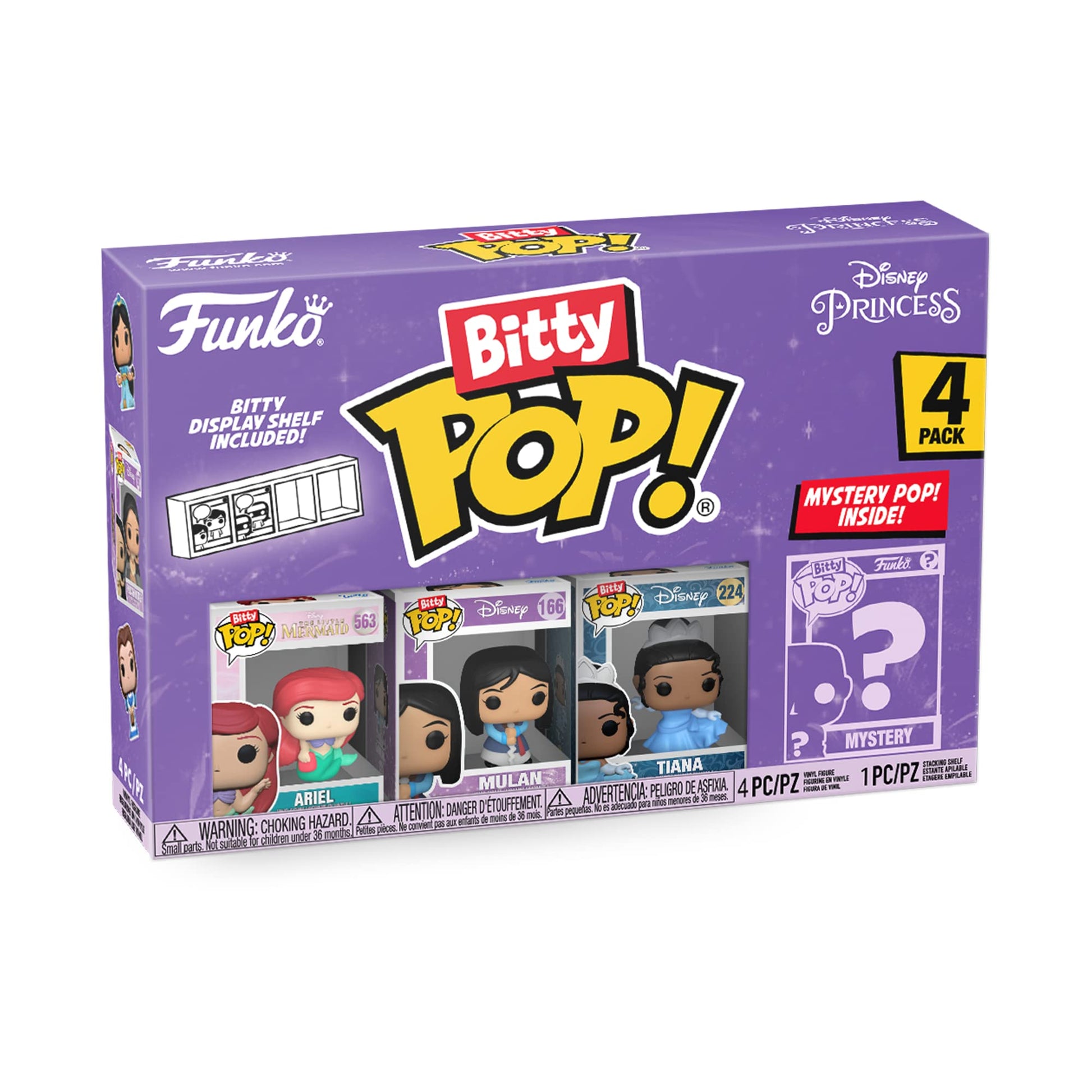 Funko Bitty Pop! Pack de 4: Disney Princess - Ariel, Mulan, Tiana + Mystery