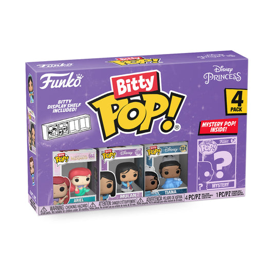 Funko Bitty Pop! Pack de 4: Disney Princess - Ariel, Mulan, Tiana + Mystery