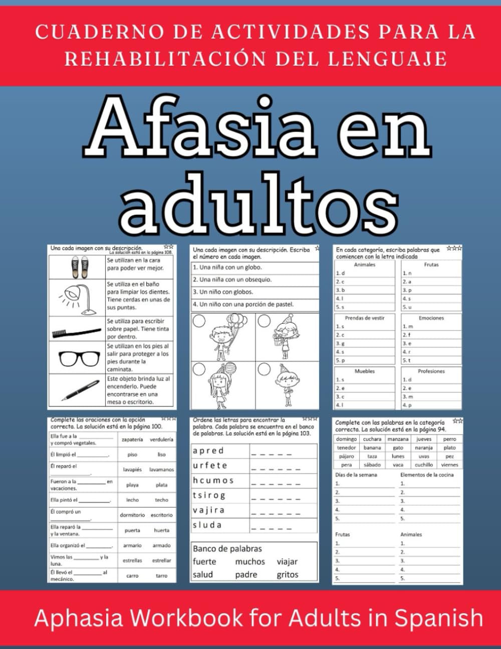Libro: Afasia en adultos: Cuaderno de actividades para la rehabilitación del lenguaje: Aphasia Workbook for Adults in Spanish (Stroke Recovery Activity Book)