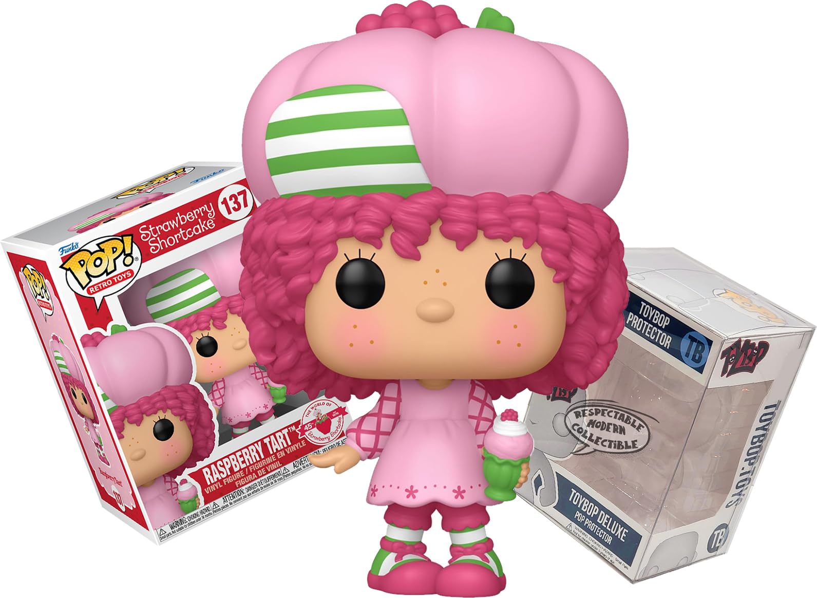 Funko Raspberry Tart with Hat and Dessert + Pop Protector: Strawberry Shortcake Retro Toys Pop! Figura de Vinilo (Gift Set Bundled with ToyBop Brand Box Protector Collector Case UV and Scratch-Resistant)