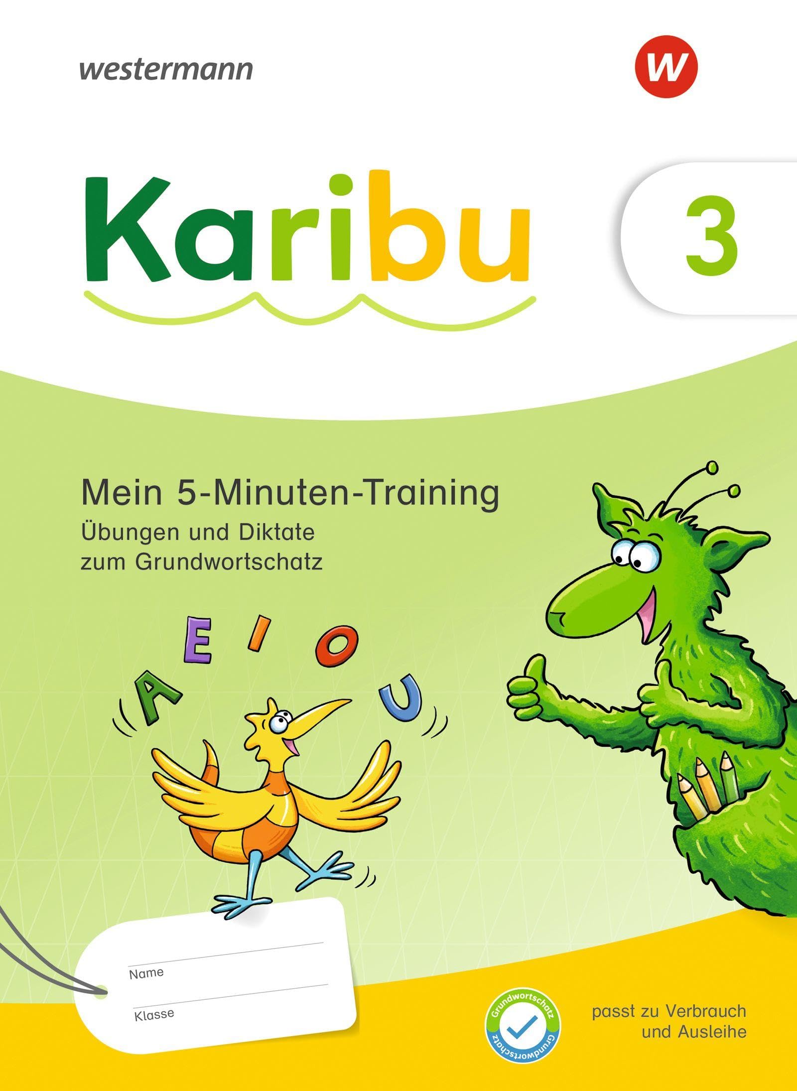 Libro: Karibu 3. Mein 5-Minuten-Training: Übungen und Diktate zum Grundwortschatz: Ausgabe 2024