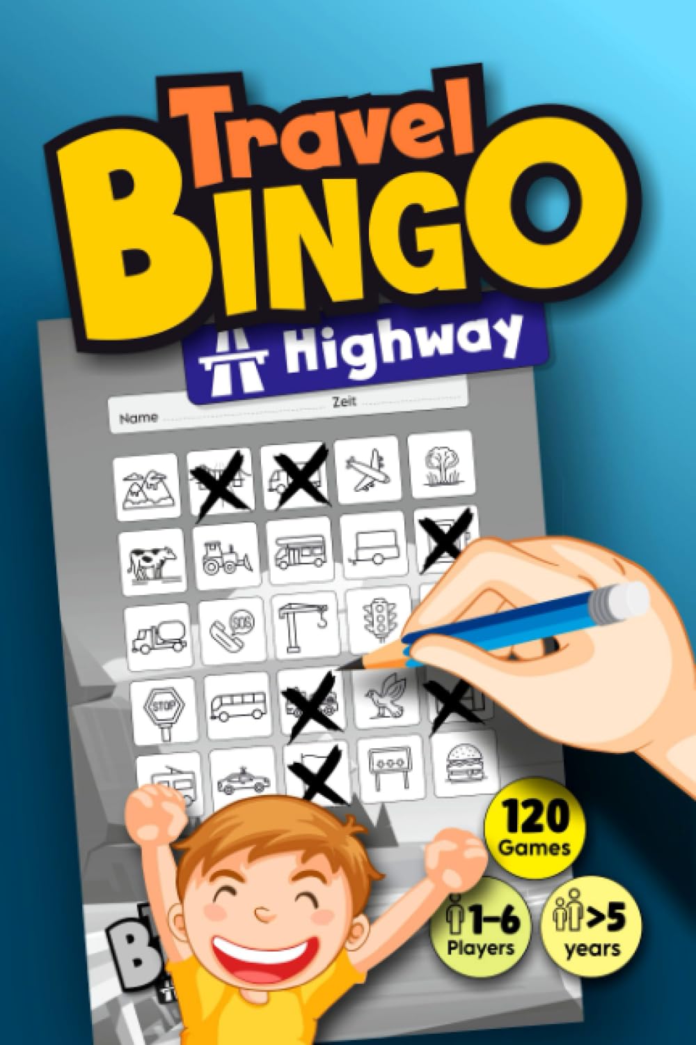 Libro: TRAVEL BINGO "Highway": car activity for children and kids from 8 years - play alone or together on any trip, ride and roadtrip