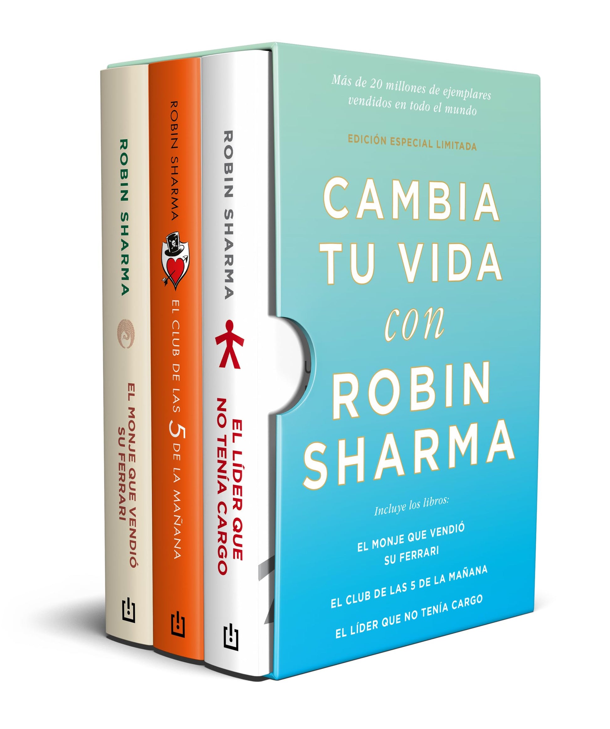 Libro: Cambia tu vida con Robin Sharma: (edición limitada en estuche con: El monje que vendió su Ferrari | El club de las 5 de la mañana | El líder que no tenía cargo) (Best Seller)