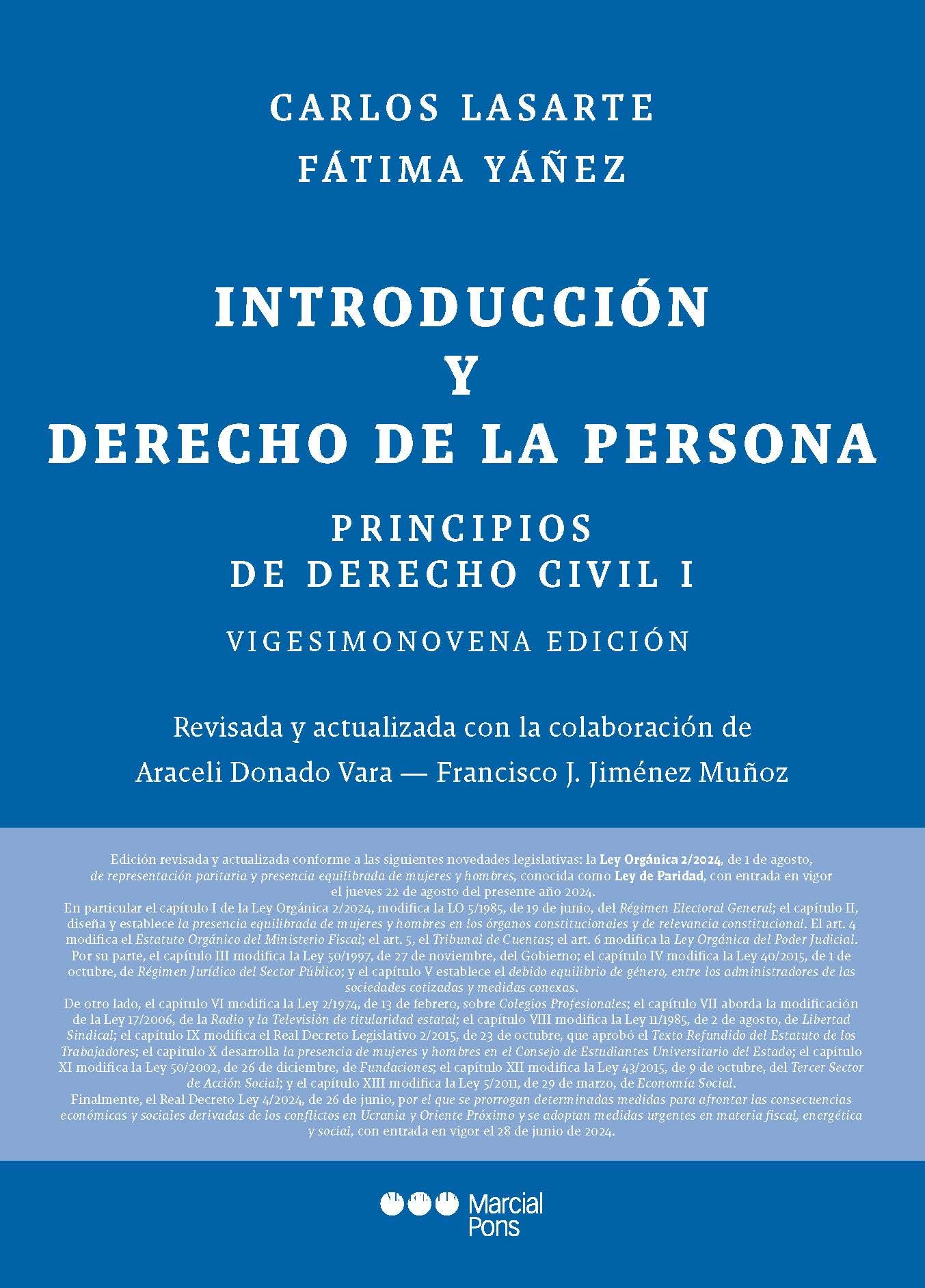 Libro: Principios de Derecho Civil: Tomo I. Introducción y derecho de la persona 29.ª ed.