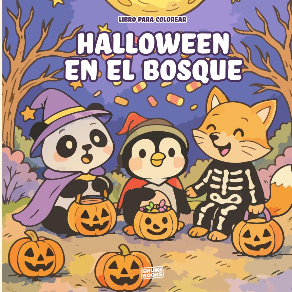 Libro: Halloween en el bosque: Libro para colorear infantil con más de 40 ilustraciones con animales disfrazados (Spanish Edition)