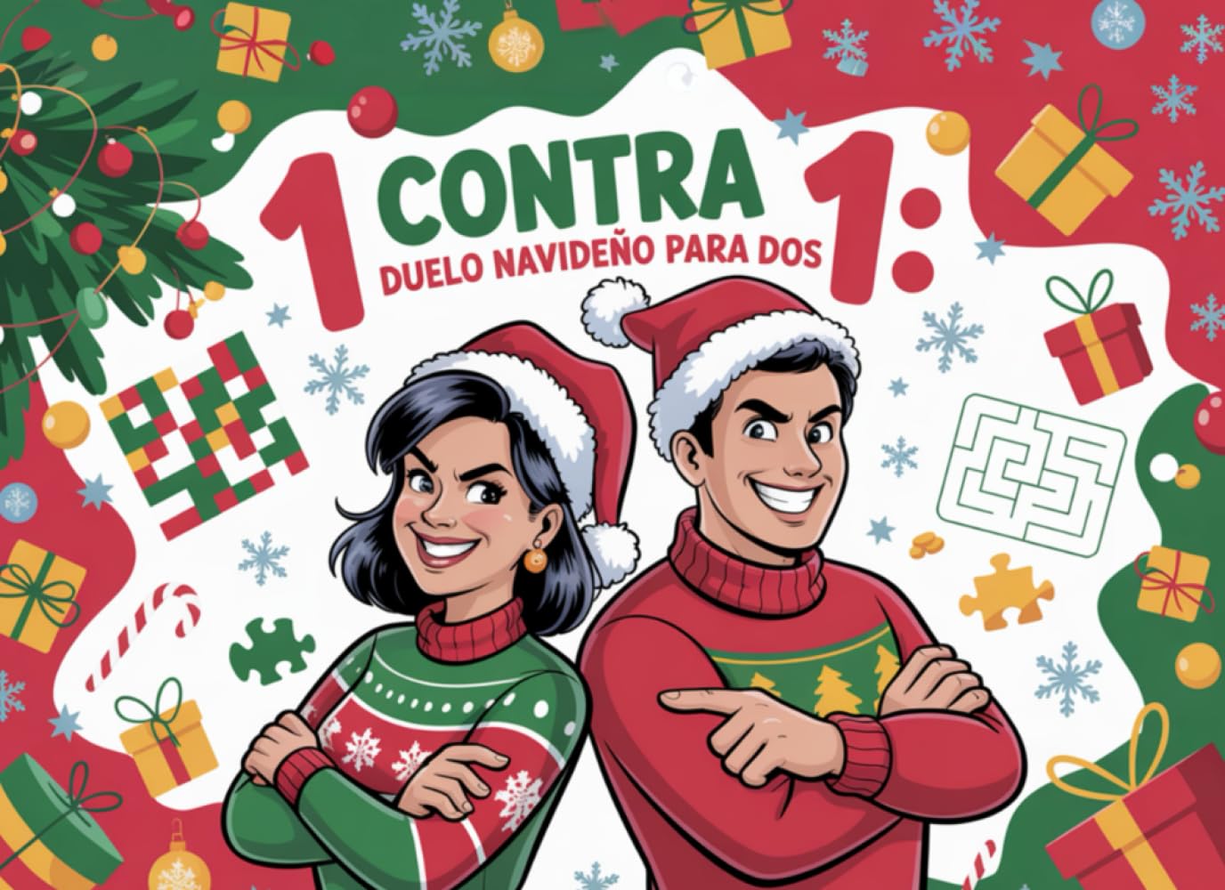 Libro: 1 Contra 1: El Gran Duelo Navideño para Dos: Libro de Adviento divertido con 24 días de retos, risas y desafíos sin pantallas, para parejas, amigos o familia