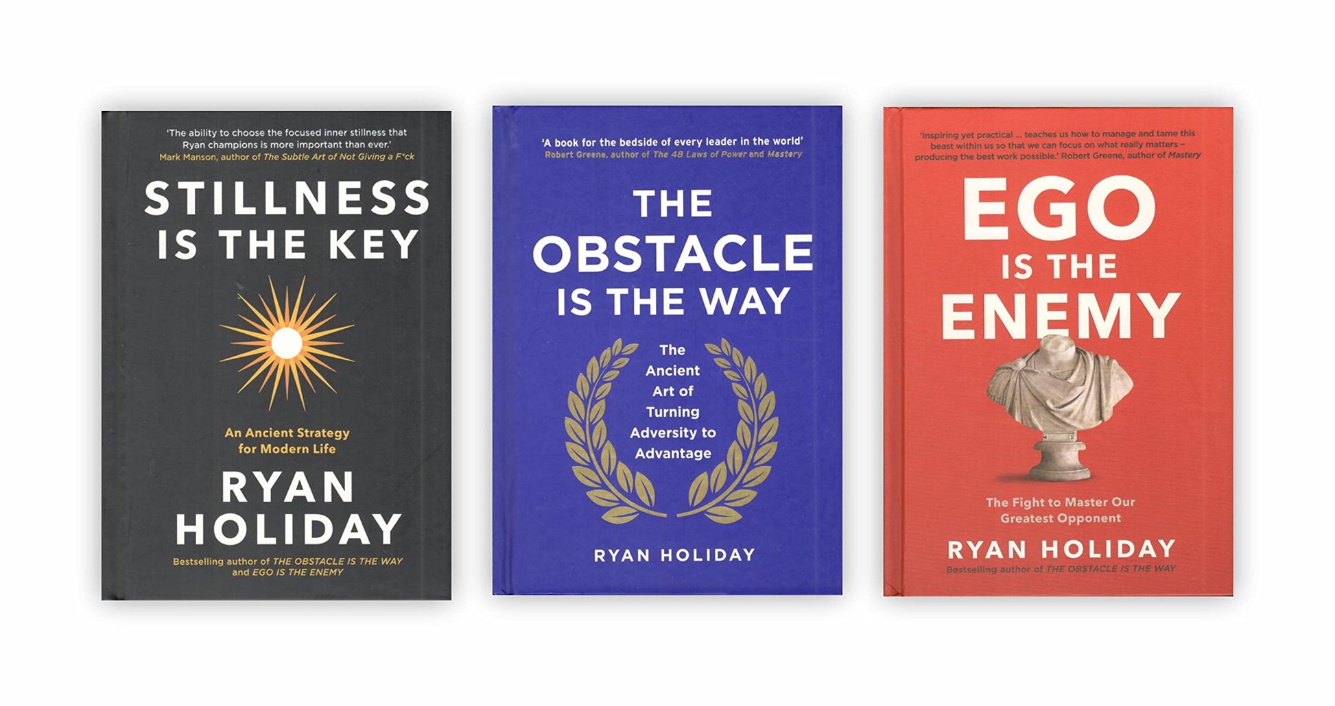 Libro: Ryan Holiday 3 Books Collection Set (Ego Is The Enemy, The Obstacle Is The Way, Stillness Is The Key Hardcover)