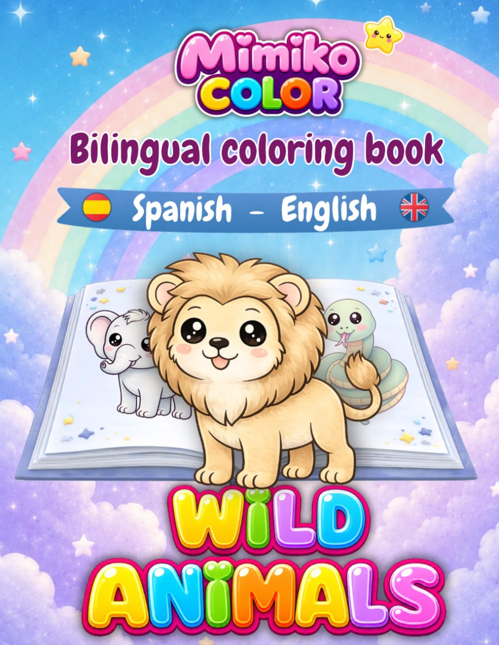 Libro: MIMIKO COLOR - WILD ANIMALS: Bilingual Coloring Book (Mimiko Color - Bilingual Coloring Books) (Spanish Edition)