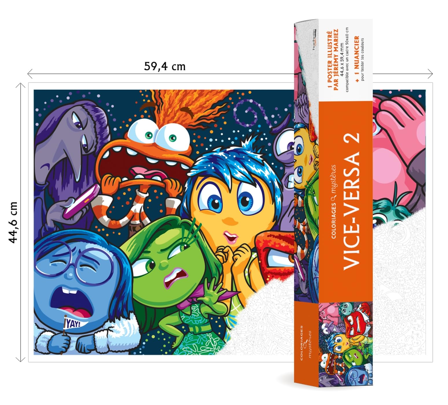 Libro: Coloriages mystères Vice-Versa: 1 poster illustré 44,6 x 59,4cm et 1 nuancier