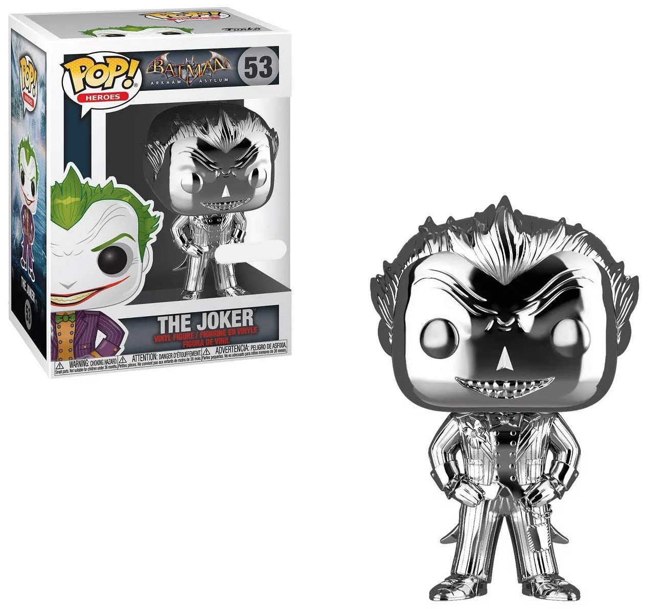 Funko Pop! Heroes: DC Comics Batman Arkham Asylum - The Joker (Plateado Chrome) (NYCC Debut)