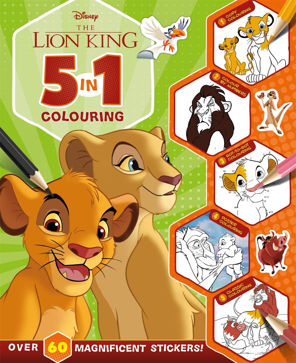 Libro: Disney The Lion King: 5 in 1 Colouring (With dot-to-dot, colour-by-numbers, copy colouring, and more!)