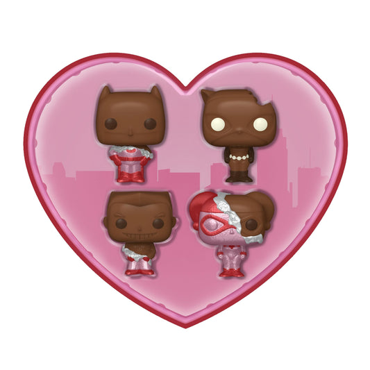 Funko Pocket POP! DC San Valentín Box Pack de 4 - Batman - (Choc) - DC Comics - Keychain - Coleccionable Vinyl Mini Figura Novelty Keyring - Stocking Filler