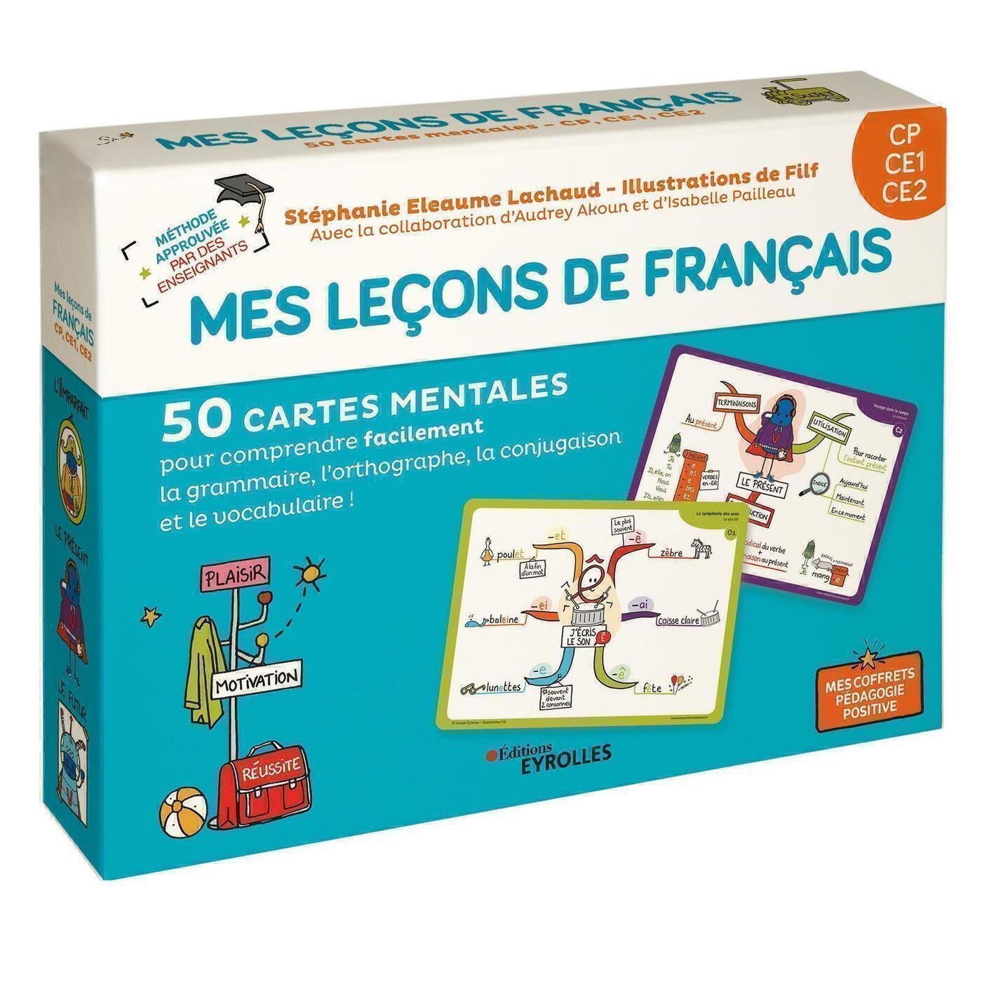 Libro: Mes leçons de français CP, CE1, CE2: 50 cartes mentales pour comprendre facilement la grammaire, l'orthographe, la conjugaison et le vocabulaire. 1 livret explicatif