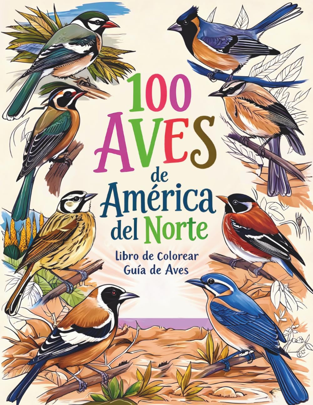 Libro: 100 Aves de América del Norte: Libro para Colorear Hermosas Aves y Guía de Aves.