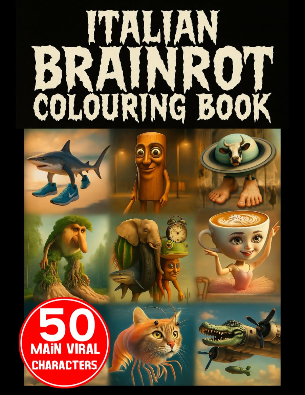 Libro: Italian Brainrot Colouring Book: 50 Main Viral Characters: Strange Designs to Colour for Kids, Teens and Adults Who Crave Chaos and Creepy-Cute Brainrot