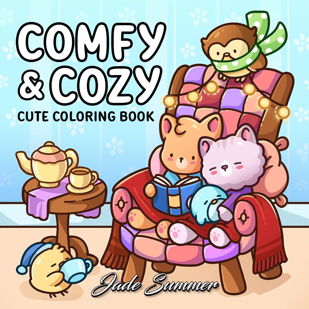Libro: Comfy & Cozy: Coloring Book for Adults and Teens with Cozy Scenes and Cute Animal Characters for Relaxation
