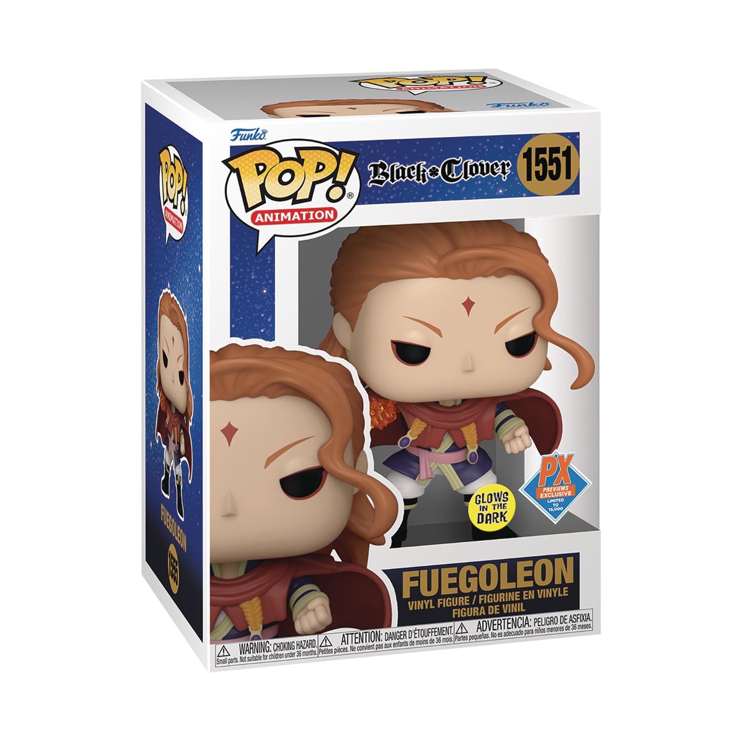 Funko Pop: Pop! Animation: Black Clover – Fuegoleon (Glow-in-The-Dark) Previews Exclusivo Figura de Vinilo