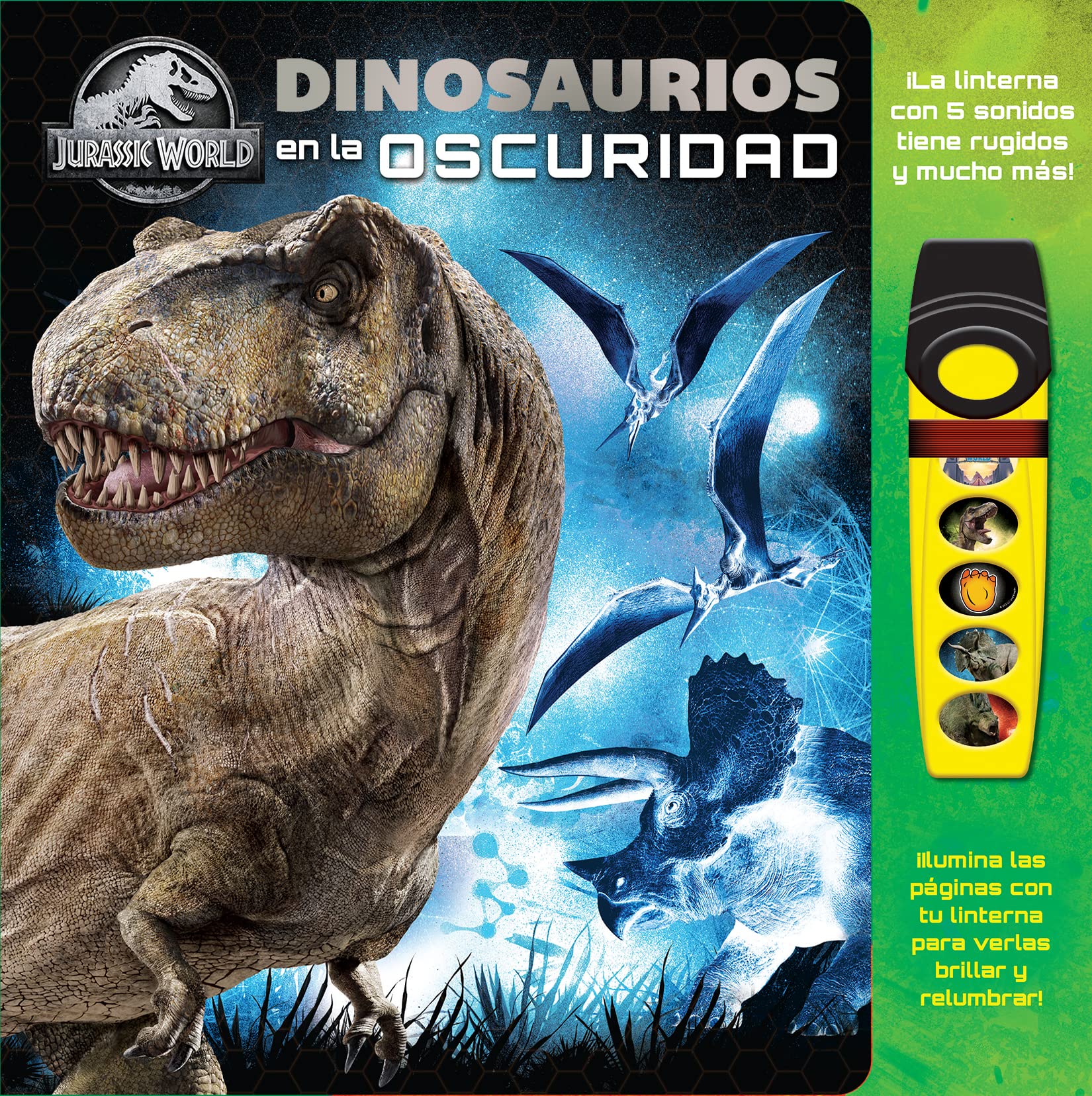 Libro: DINOSAURIOS EN LA OSCURIDAD. JURASSIC WORLD GLOW FAB