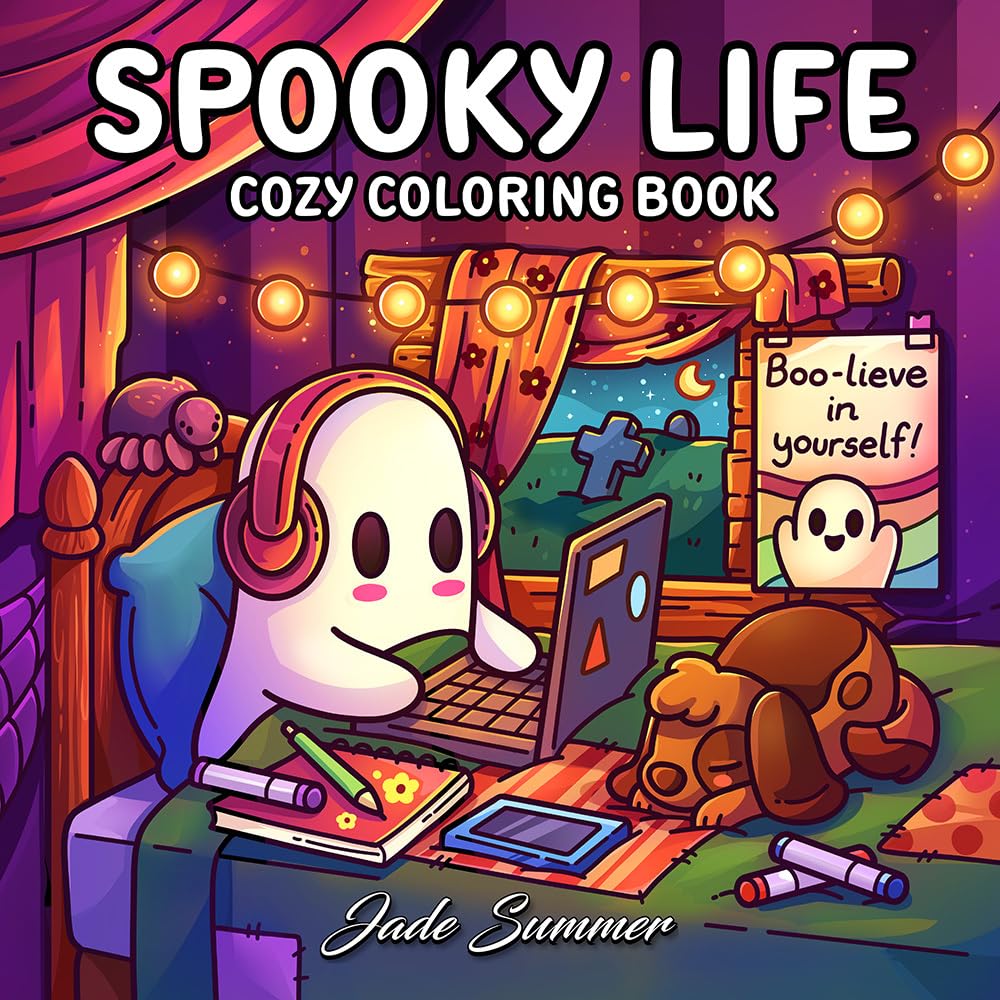 Libro: Spooky Life: Cozy Coloring Book for Adults and Teens with Cute and Creepy Everyday Scenes for Relaxation