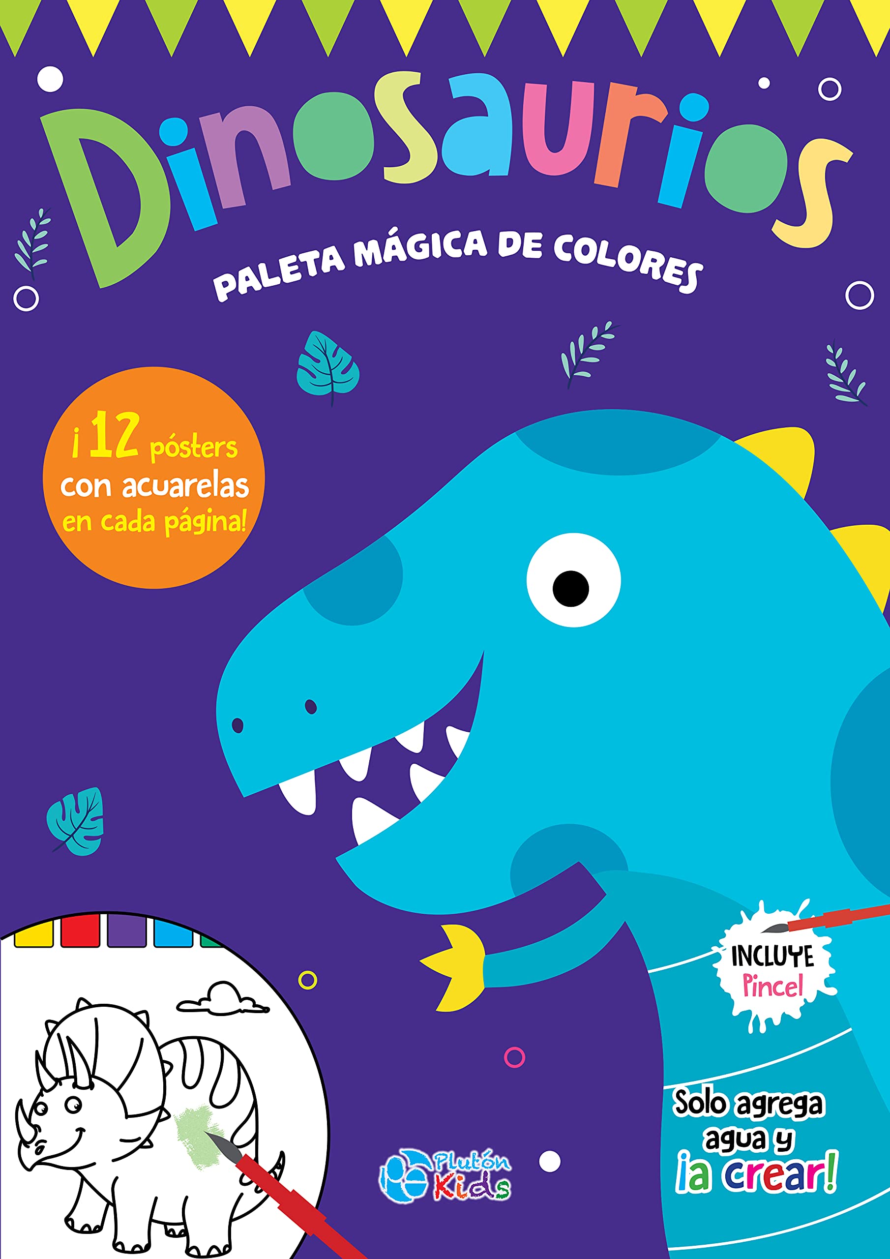 Dinosaurios: Libro de acuarelas (Paleta mágica de colores)