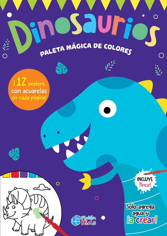 Dinosaurios: Libro de acuarelas (Paleta mágica de colores)