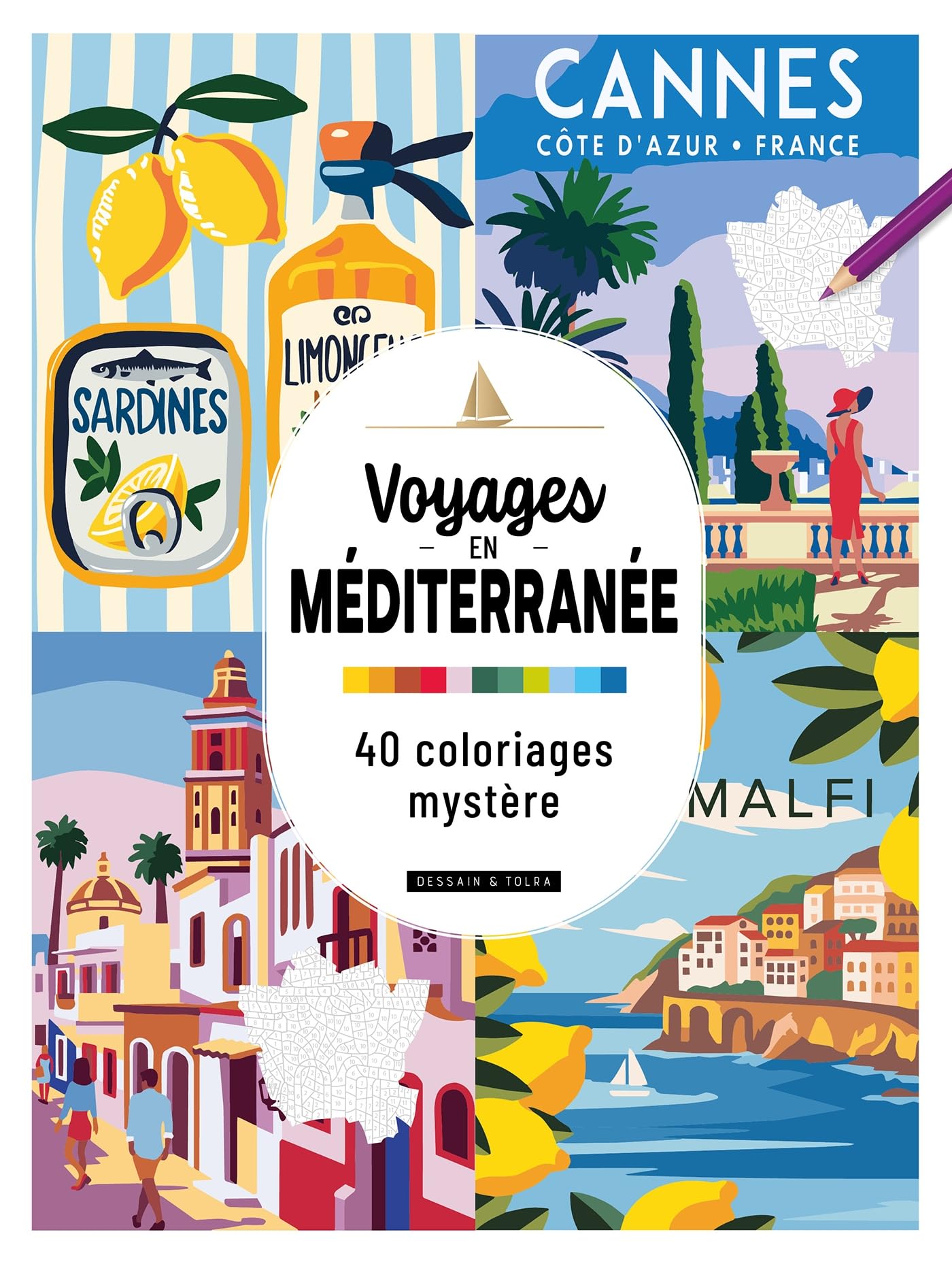 Libro: Voyages en Méditerranée - 40 coloriages mystère