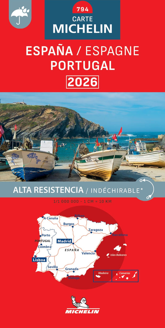 Carte Nationale Espagne, Portugal 2026 - Indéchirable: wegenkaart 1:1 000 000 (Mapas National)