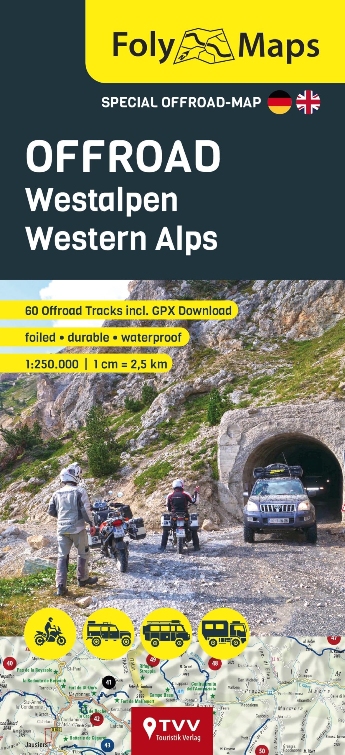 Libro: FolyMaps OFFROAD Western Alps 1:250,000: Special map with over 60 off-road tracks