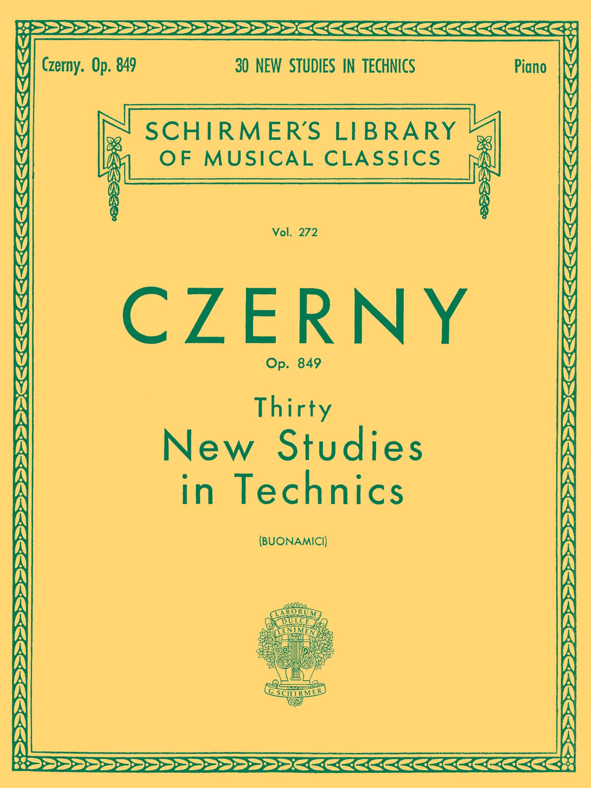 Libro: Carl czerny: thirty new studies in technics op. 849 piano: Schirmer Library of Classics Volume 272 Piano Technique (Schirmer's Library of Musical Classics)
