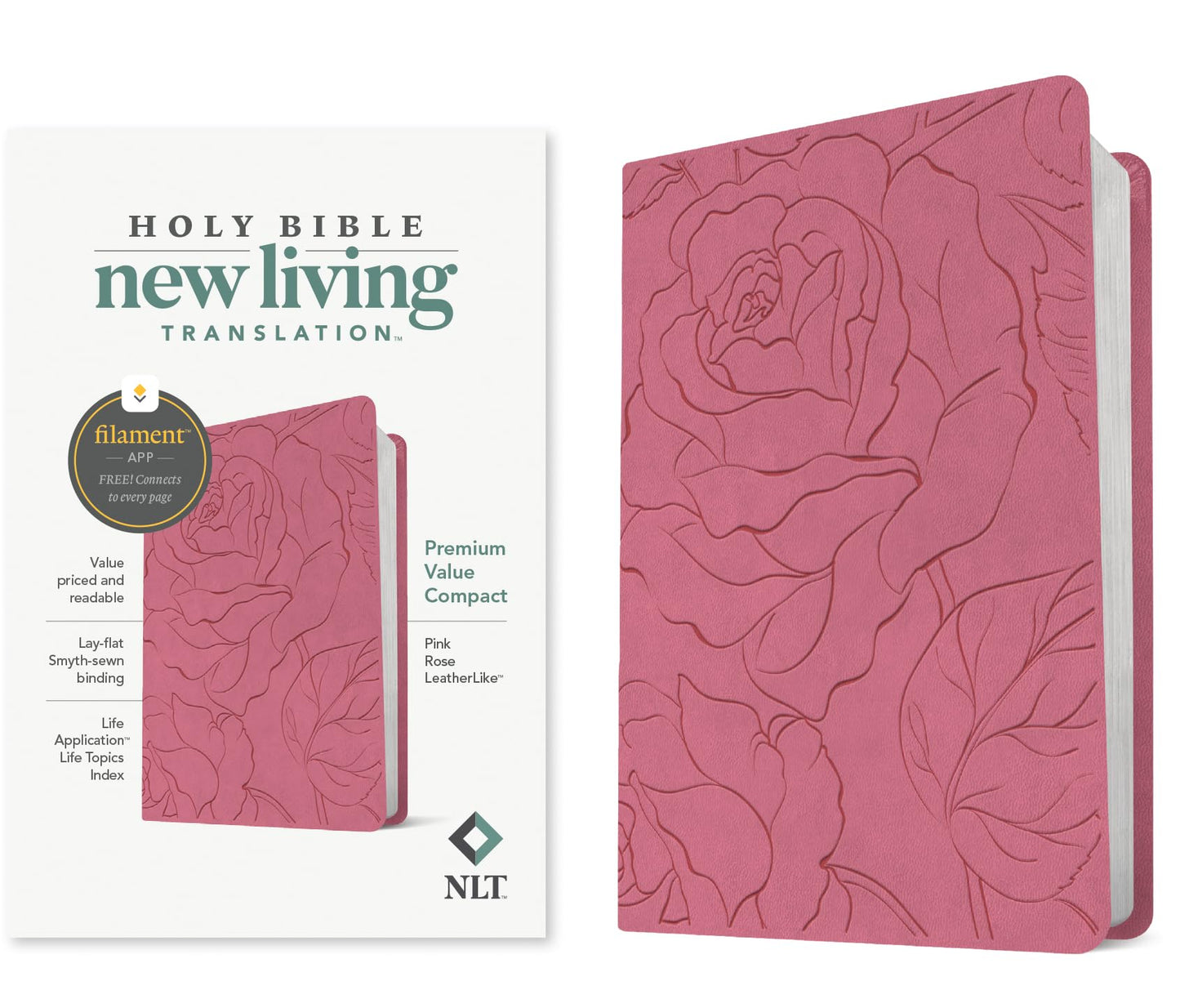 Libro: NLT Premium Value Compact Bible, Filament Enabled (LeatherLike, Pink Rose)