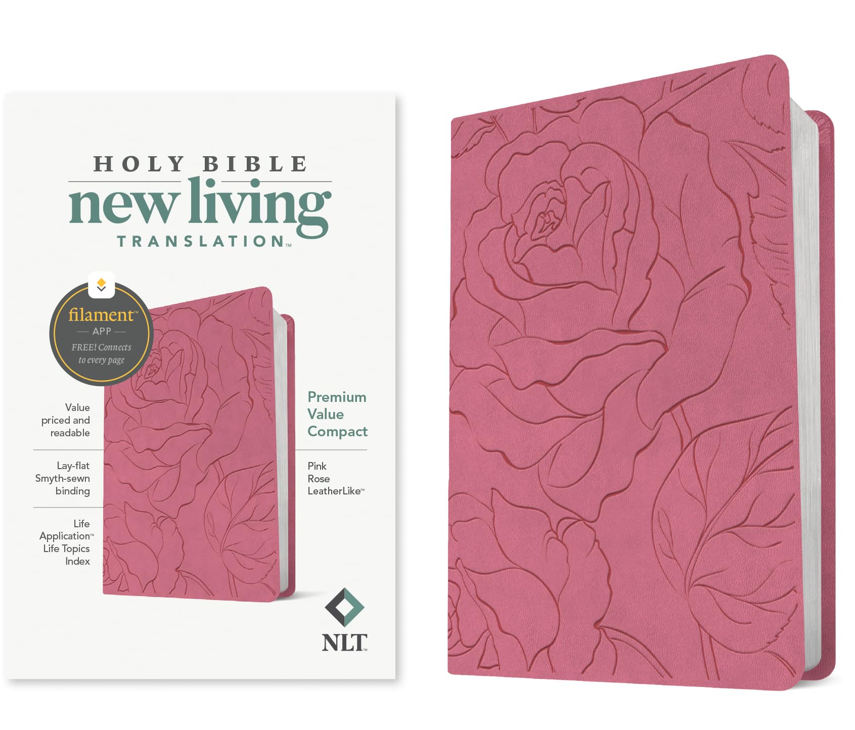 Libro: NLT Premium Value Compact Bible, Filament Enabled (LeatherLike, Pink Rose)
