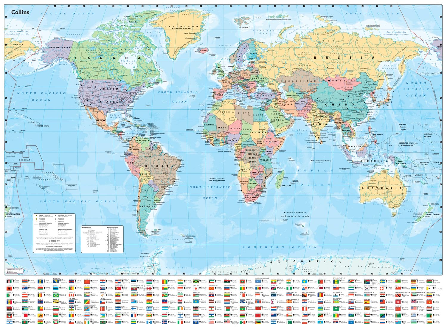 Libro: Collins Large World Wall Laminated Map (70 x 91.5 cm): Laminated map with flags, perfect for classroom, office and home