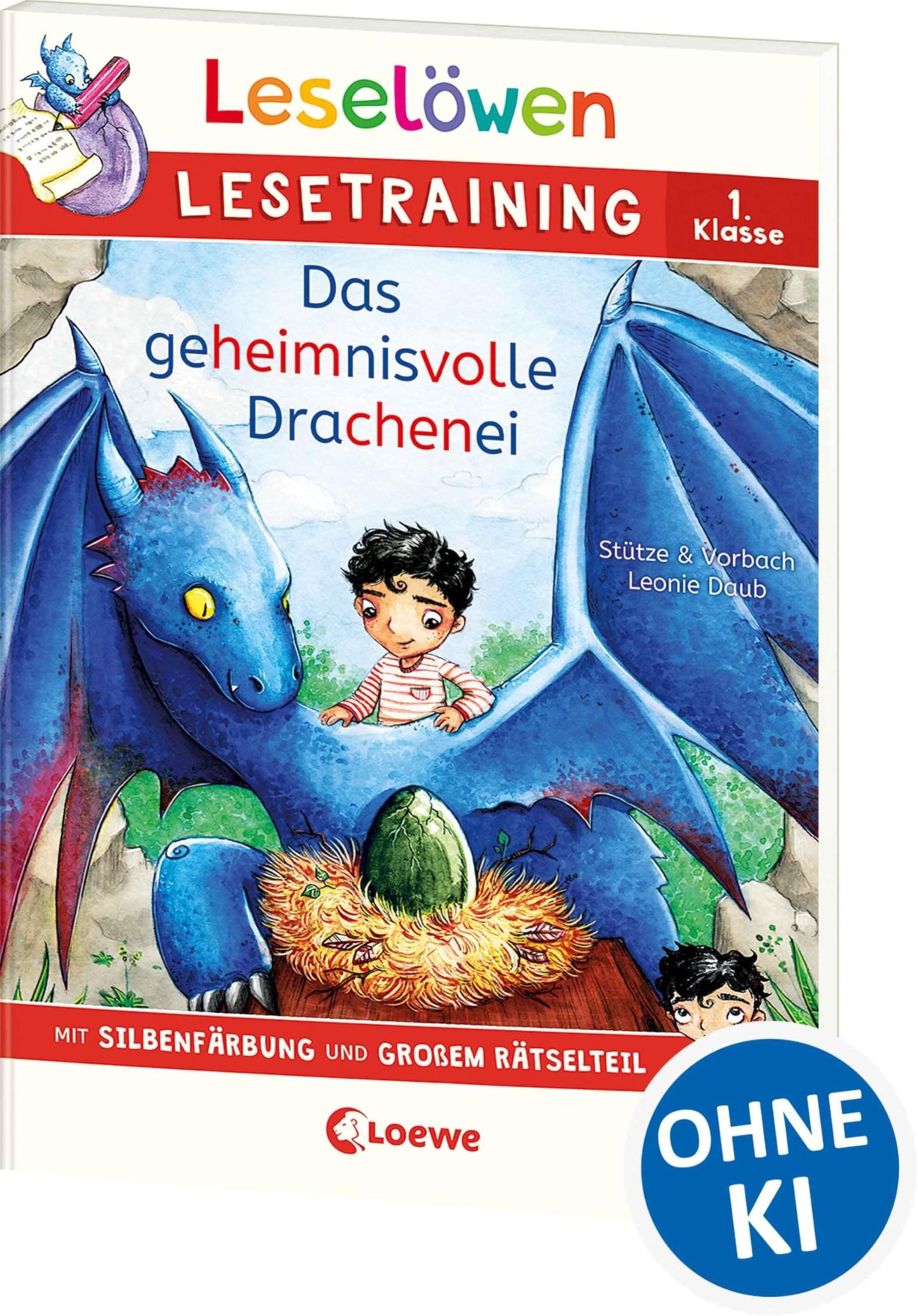 Libro: Leselöwen Lesetraining 1. Klasse - Das geheimnisvolle Drachenei: mit Silbenfärbung und großem Rätselteil - Erstlesebuch zum Schulstart mit Rätseln für Kinder ab 6 Jahren